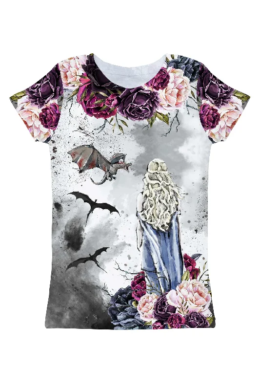 Duchess & Dragons Zoe Grey Printed Designer T-Shirt - Women Collared T-Shirt Boat Neck A-Line Duchess & Dragons Zoe Grey Printed Designer T-Shirt - Women Collared T-Shirt Boat Neck A-Line