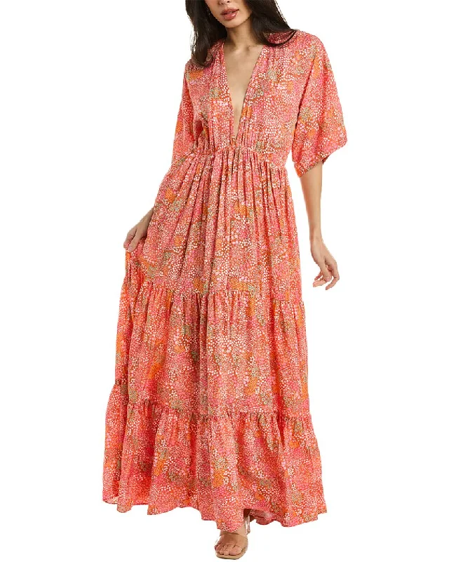 Eywasouls Malibu Amelia Maxi Dress Comfortable Maxi Dress with Sleeves