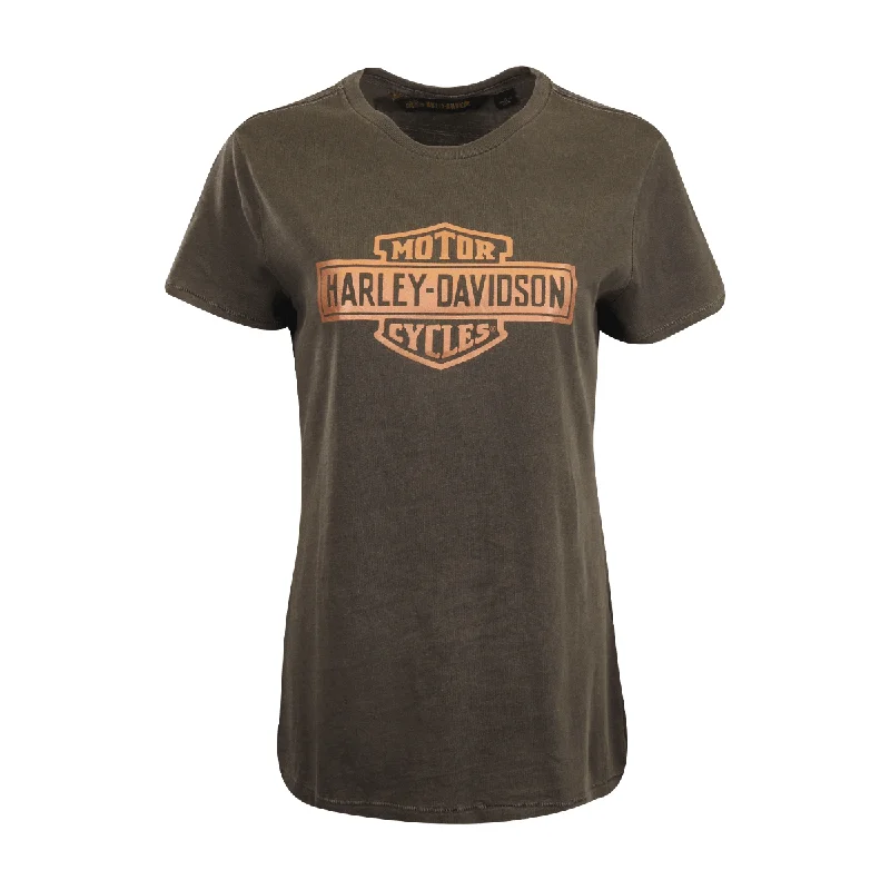 Branded Women's T-Shirt Grey Bronze Official Logo S/S (S37) Collared Crew Neck Turtle Neck Branded Women's T-Shirt Grey Bronze Official Logo S/S (S37) Collared Crew Neck Turtle Neck