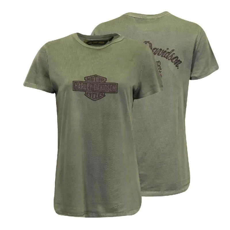 Branded Women's T-Shirt Olive Green Embroidered Official Logo S/S (S36) Basic T-Shirt Crew Neck Short Sleeve Branded Women's T-Shirt Olive Green Embroidered Official Logo S/S (S36) Basic T-Shirt Crew Neck Short Sleeve