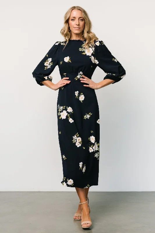 Karalie Maxi Dress | Navy Floral Classic Solid Maxi Dress