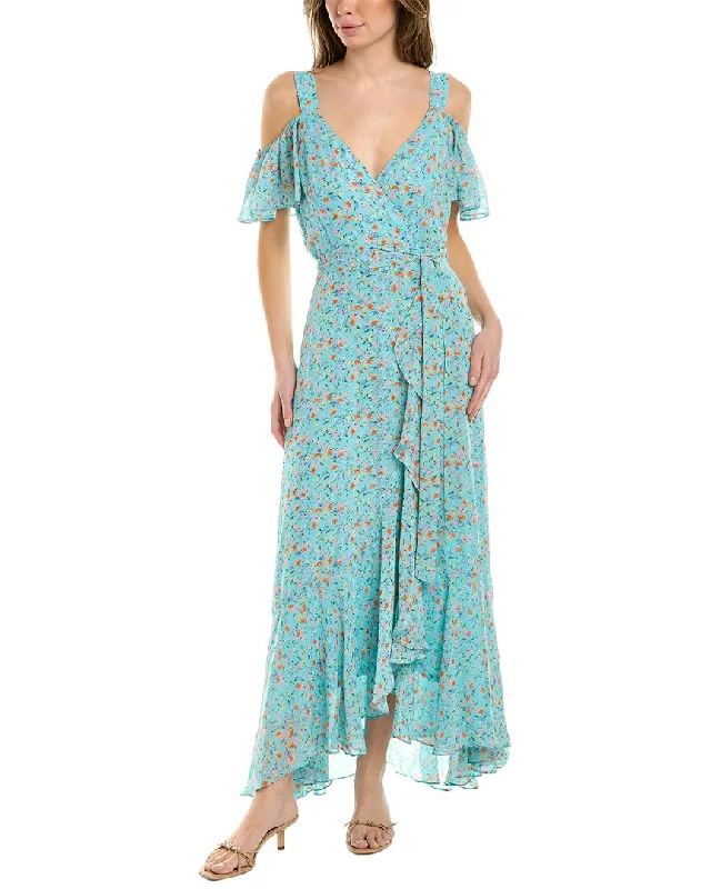 MAISON TARA Cold-Shoulder Maxi Dress Stylish Button-Up Maxi Dress