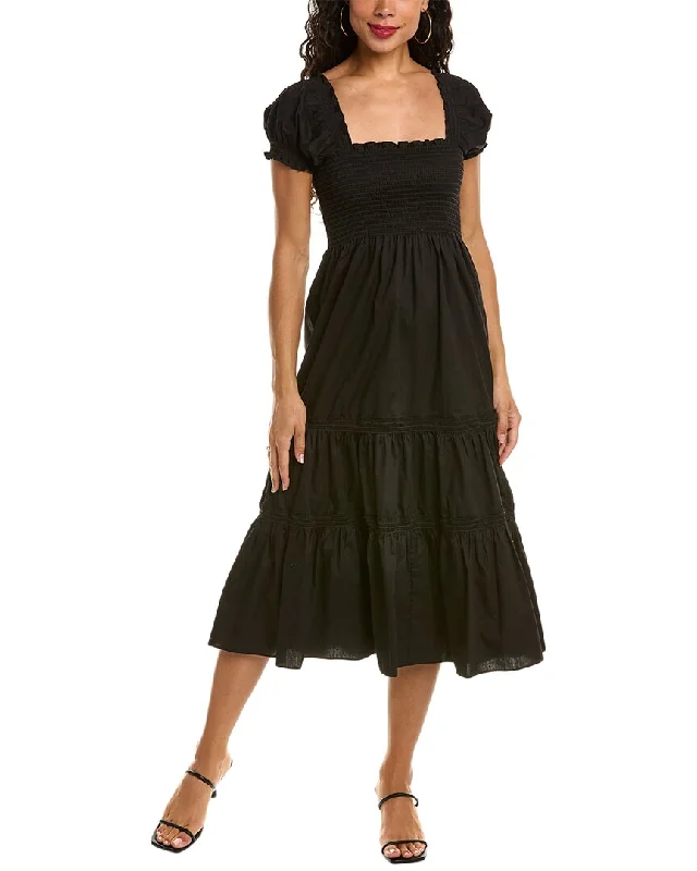 O.P.T. Square Neck Smocked Maxi Dress Cozy Ruffle Sleeve Maxi Dress