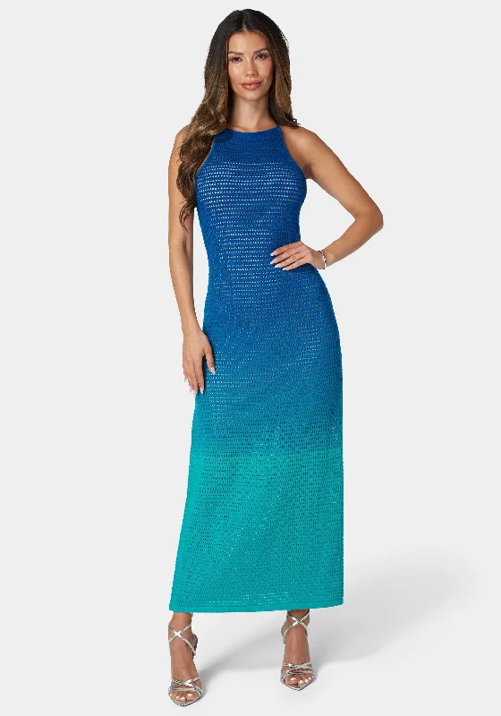 Ombre Crochet Slip Maxi Dress Comfortable Bohemian Maxi Dress