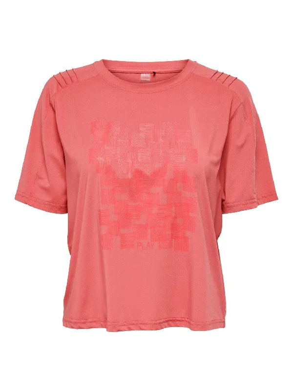 Only Play JACINTA Short Tee -CORAL Lace Blend Ribbed Blend Corduroy Blend