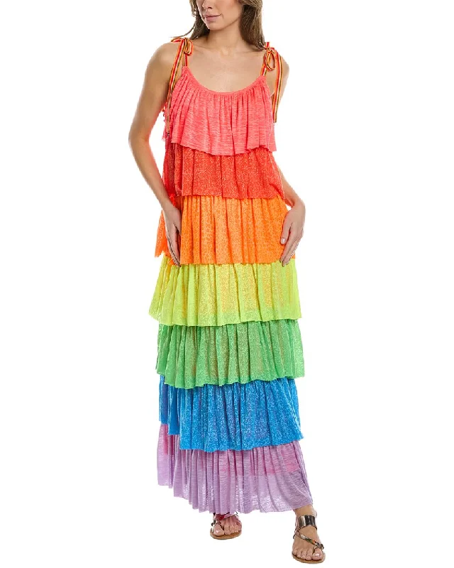 Pitusa Rainbow Tiered Maxi Dress Fashionable Halter Neck Maxi Dress