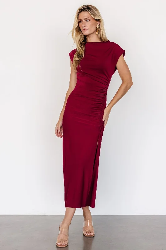 Sasha Ruched Maxi Dress | Berry Stylish Longline Maxi Dress