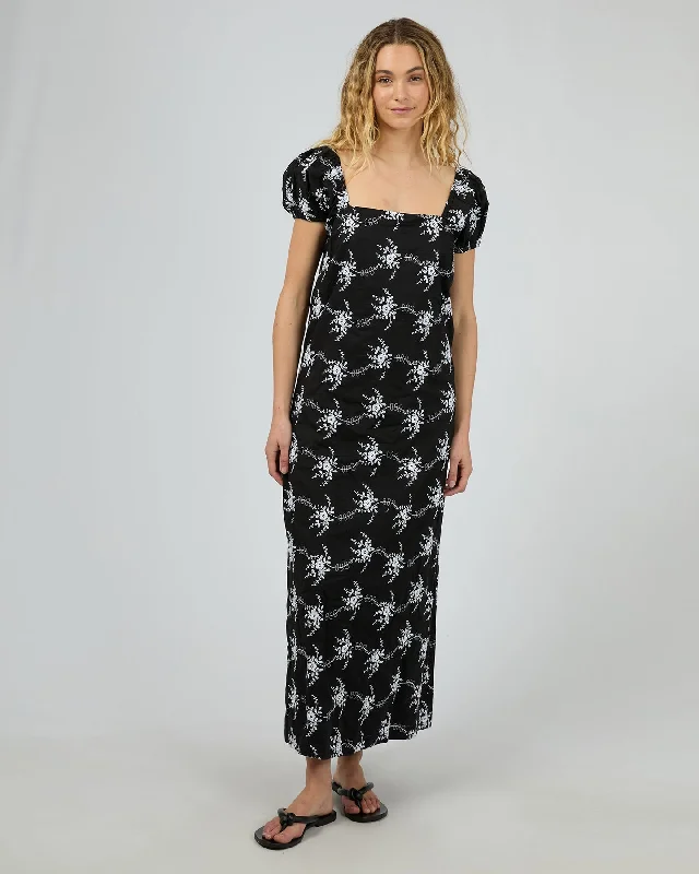 Silent Theory Tasman Maxi Dress - Black Cozy Open-Back Maxi Dress