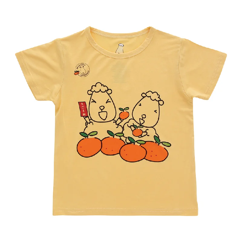 SPECIAL EDITION - Unisex Short Sleeve T-Shirt Happy CNY with Baa Baa Yellow Welt Pockets Slit Pockets SPECIAL EDITION - Unisex Short Sleeve T-Shirt Happy CNY with Baa Baa Yellow Welt Pockets Slit Pockets