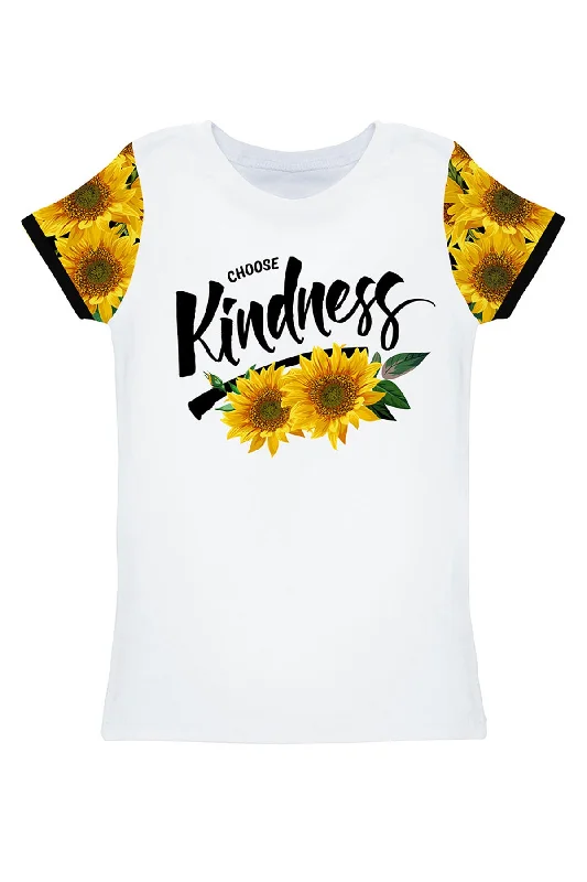 Sunnyflower Zoe White Designer Quote Floral Print T-Shirt - Women Elasticated Padded Insulated Sunnyflower Zoe White Designer Quote Floral Print T-Shirt - Women Elasticated Padded Insulated
