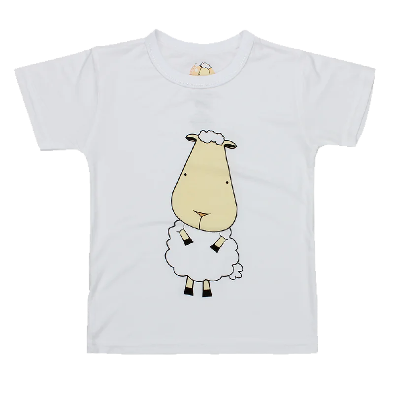 Unisex Short Sleeve T-Shirt White Front & Back Sheepz Satin Blend Silk Blend Wool Blend Unisex Short Sleeve T-Shirt White Front & Back Sheepz Satin Blend Silk Blend Wool Blend