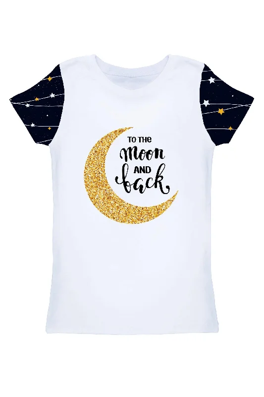 To the Moon & Back Zoe White Cute Designer T-Shirt - Women Oversized T-Shirt Spandex breathable To the Moon & Back Zoe White Cute Designer T-Shirt - Women Oversized T-Shirt Spandex breathable