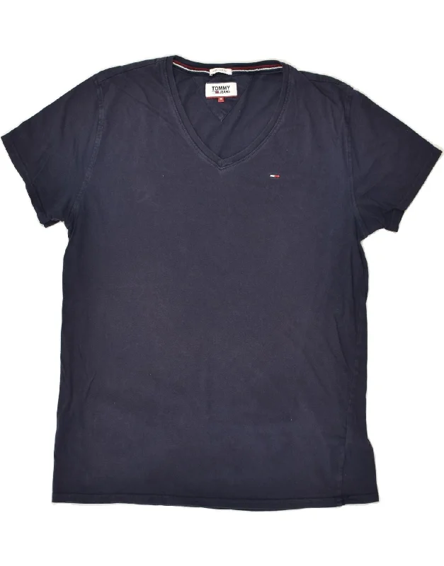 TOMMY HILFIGER Womens T-Shirt Top UK 14 Medium Navy Blue Cotton Rayon Fabric Velvet Fabric Corduroy Fabric TOMMY HILFIGER Womens T-Shirt Top UK 14 Medium Navy Blue Cotton Rayon Fabric Velvet Fabric Corduroy Fabric