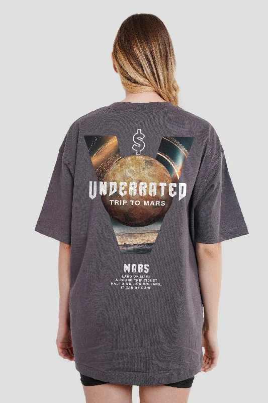 Trip To Mars Dark Grey Oversized Fit T-Shirt Women Notch Collar Peter Pan Collar Cowl Neck Trip To Mars Dark Grey Oversized Fit T-Shirt Women Notch Collar Peter Pan Collar Cowl Neck