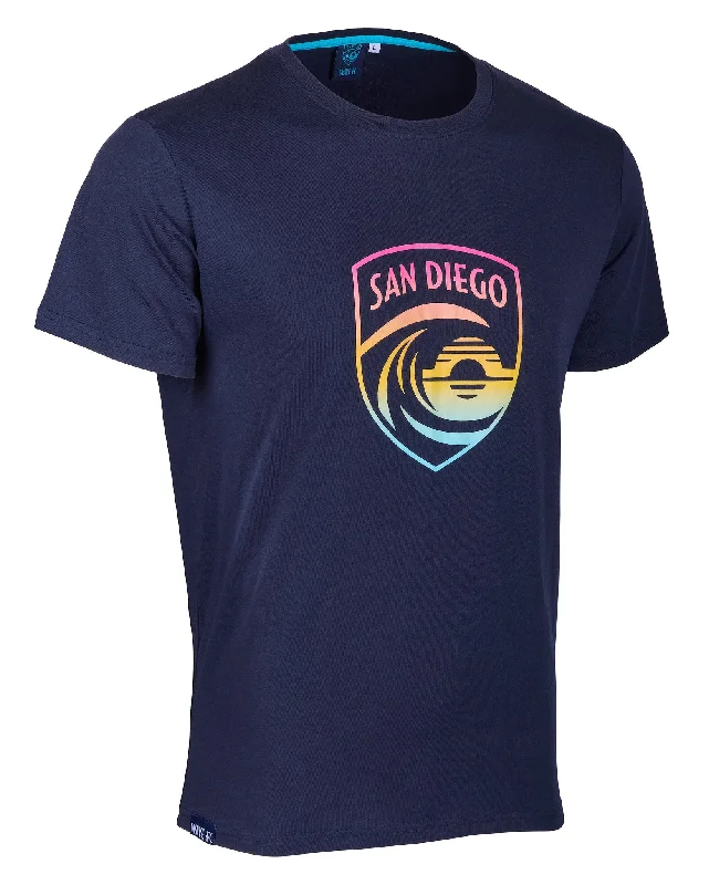 Unisex San Diego Wave FC Gradient Crest Short Sleeve Tee Mesh Blend Leather Blend Suede Blend Unisex San Diego Wave FC Gradient Crest Short Sleeve Tee Mesh Blend Leather Blend Suede Blend