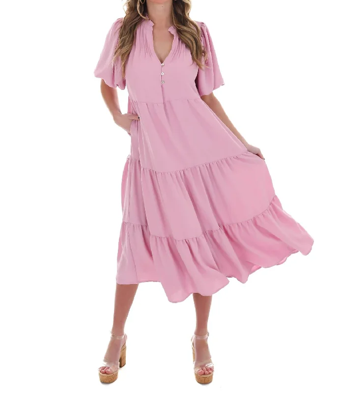 Where I Go Maxi Dress In Light Pink Classic V-Neck Maxi Dress