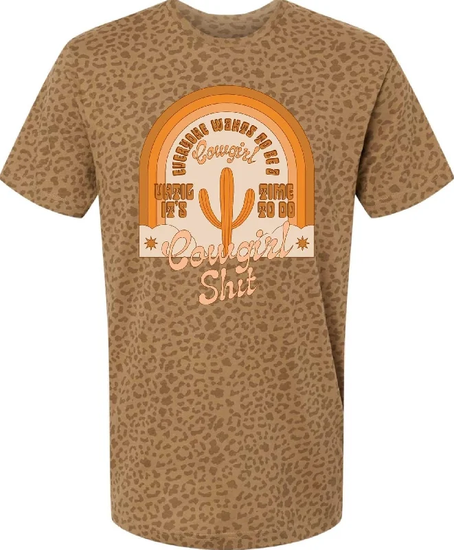 Leopard Tee “Everyone want to be a Cowgirl” Nylon Fabric Polyester Fabric Spandex Fabric Leopard Tee “Everyone want to be a Cowgirl” Nylon Fabric Polyester Fabric Spandex Fabric