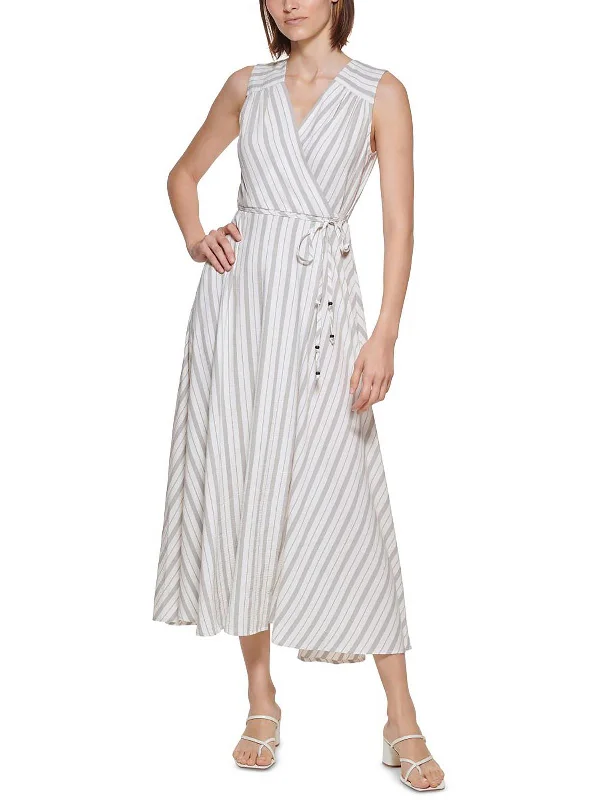 Womens Striped Long Maxi Dress Classic Strapless Maxi Dress