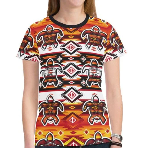 Adobe Fire Turtle T-shirt for Women Anti-Pilling Machine Wash Handmade