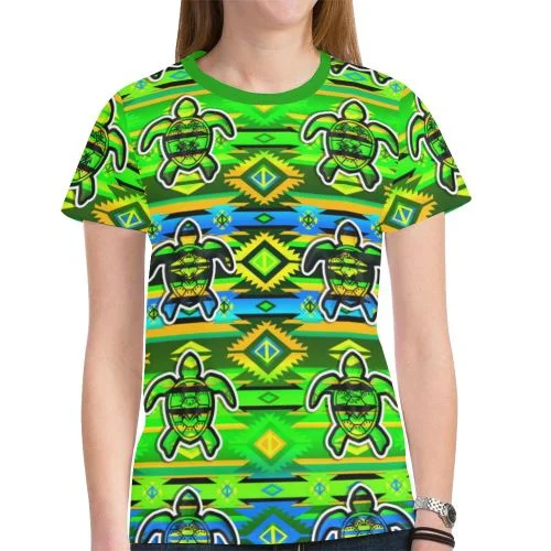 Adobe Nature Turtle T-shirt for Women Boxy Fit Fitted Loose