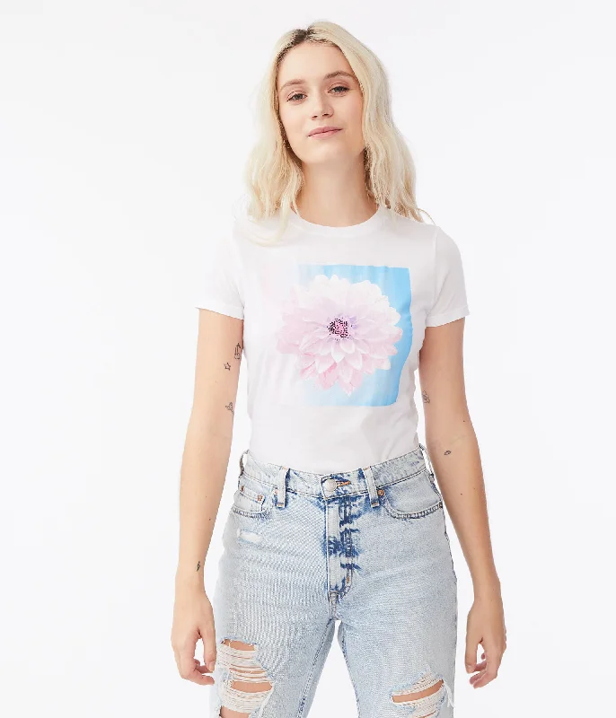 Aeropostale Dahlia Blossom Graphic Tee Hooded Caped Shawl Collar