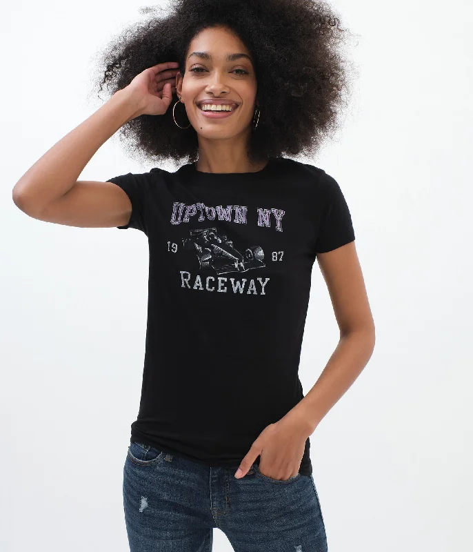 Aeropostale Uptown NY Raceway Graphic Tee Fitted T-Shirt Seamless Stretchy