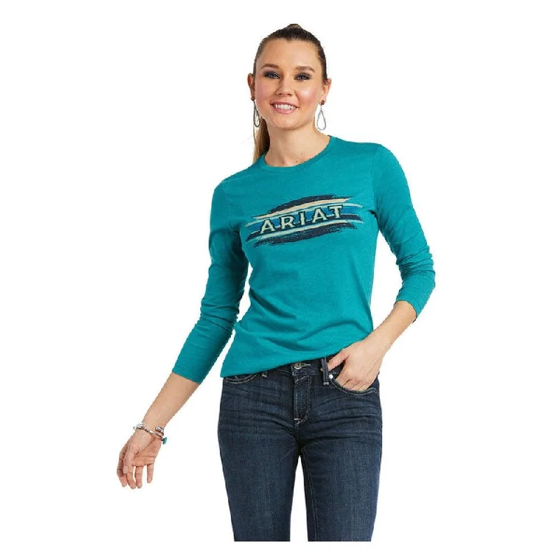 Ariat Women's Serape Teal Long Sleeve Tee  10038639 Zippered Front Buttoned Front Snap Front