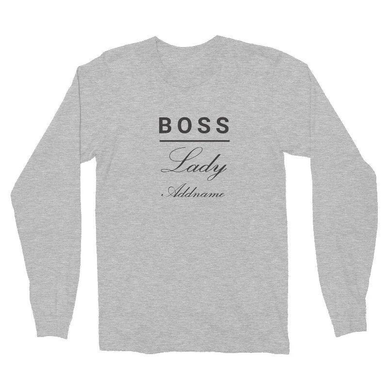 Boss Lady Addname Long Sleeve Unisex T-Shirt  Matching Family Personalizable Designs Fashionable Trendy Casual