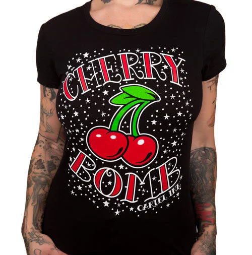 Cherry Bomb Women's T-Shirt Wool Fabric Cashmere Fabric Tweed Fabric