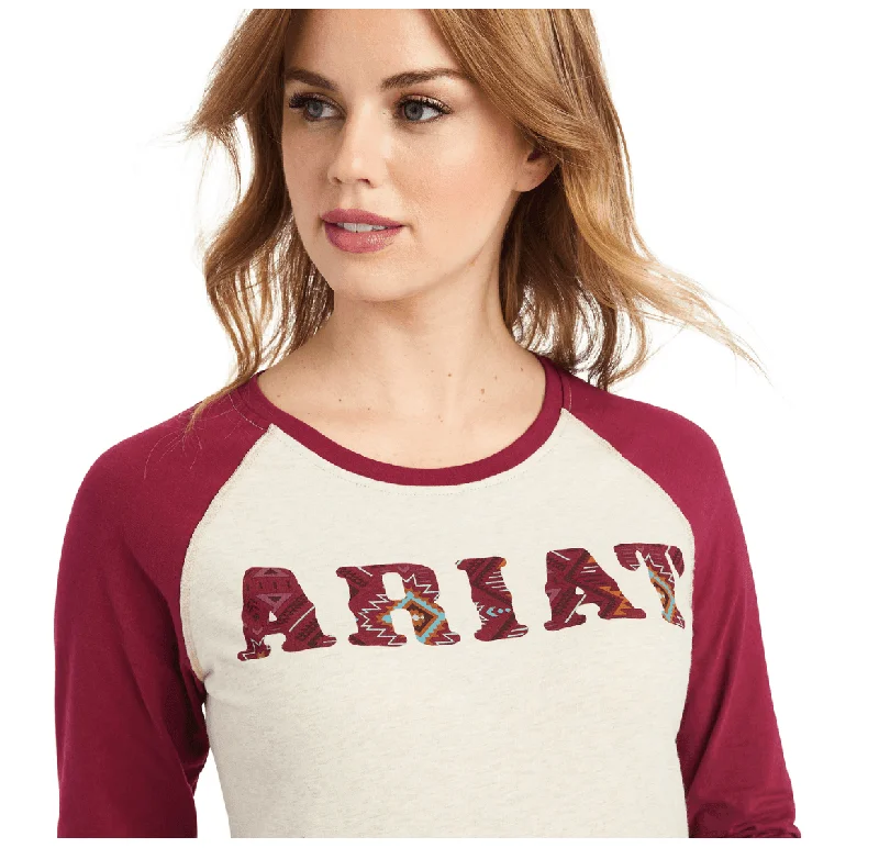 Ariat Women's REAL Zuma Oatmeal Long Sleeve Tee 10042297 Mesh Fabric Canvas Fabric Denim Fabric