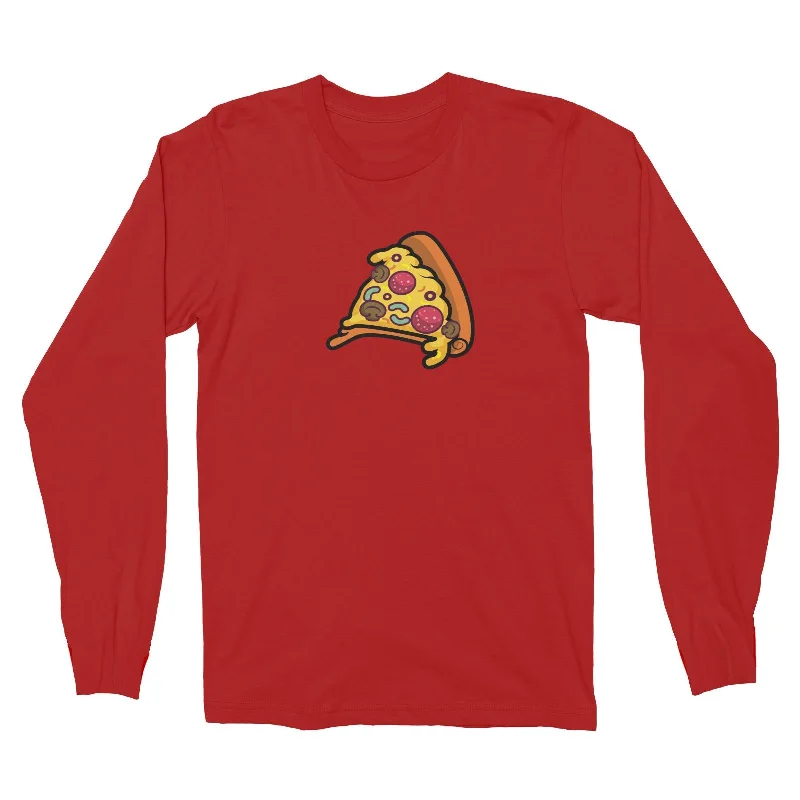 Fast Food Pizza Slice Long Sleeve Unisex T-Shirt  Matching Family Comic Cartoon Cashmere Blend Cotton Blend Poly Blend