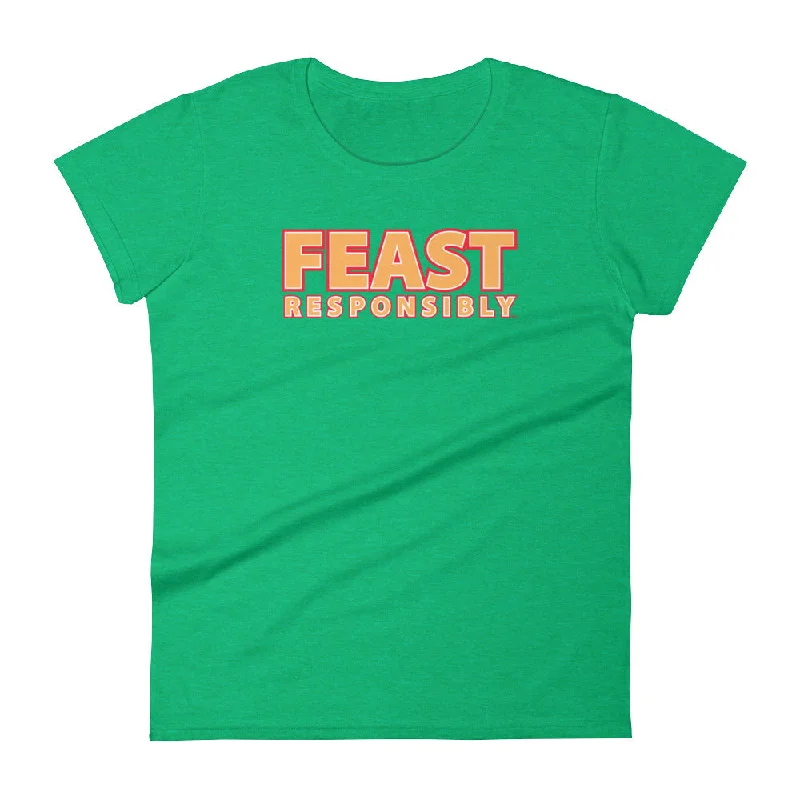 Feast Responsibly Slogan Tee Fleece Fabric Down Fabric Feather Fabric