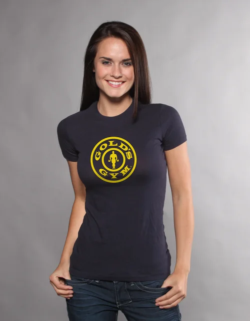 Gold's Gym Women's Tee - Navy Solid Print Embellished