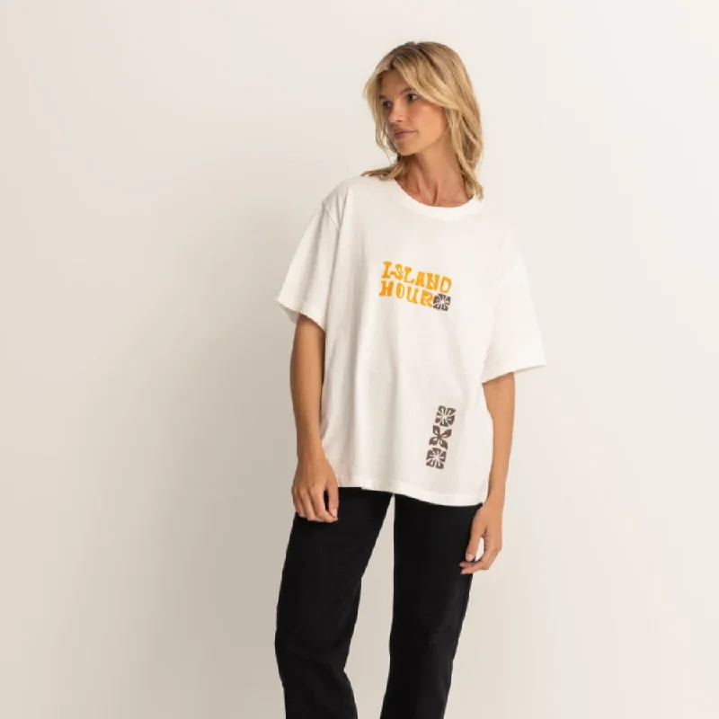 Island Hour Oversized Tee Spandex Blend Rayon Blend Denim Blend