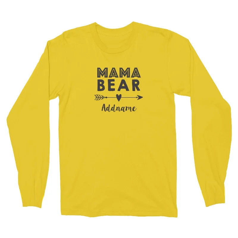 Mama Bear Addname Long Sleeve Unisex T-Shirt  Matching Family Personalizable Designs Striped Floral Plaid