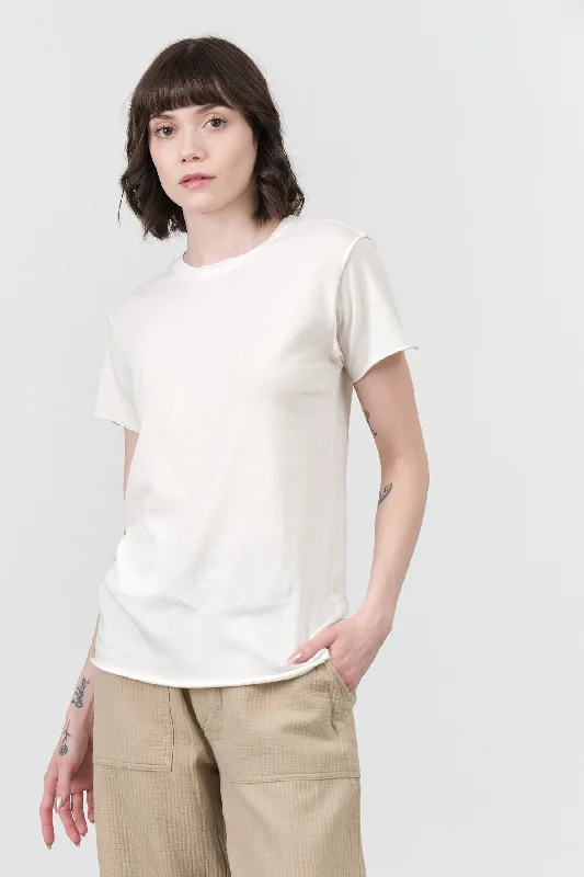 Moore Tee in Soft White Fleece Nylon Spandex