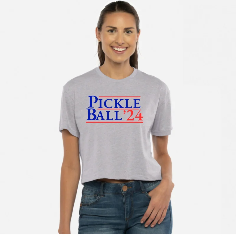 Pickleball '24 Women's Cropped Tee Graphic Embroidered Appliqued