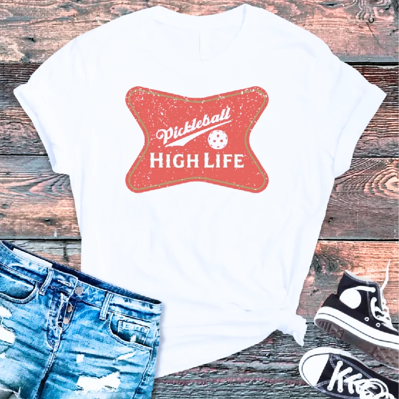 Pickleball High Life Women's Tee Solid Color Striped Floral