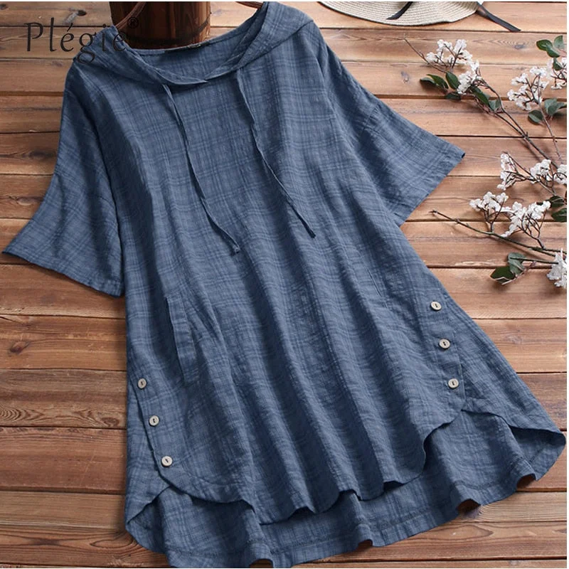 Plegie New Fashion Women Summer Female T-shirt Tops With Pockets Welt Pockets Slit Pockets Flap Pockets