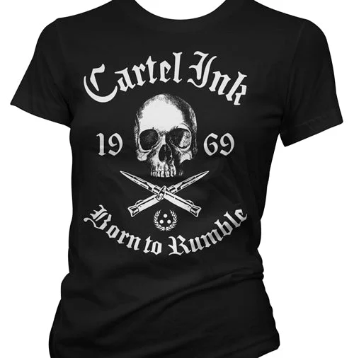 Born To Rumble Women's T-Shirt Graphic Embroidered Appliqued