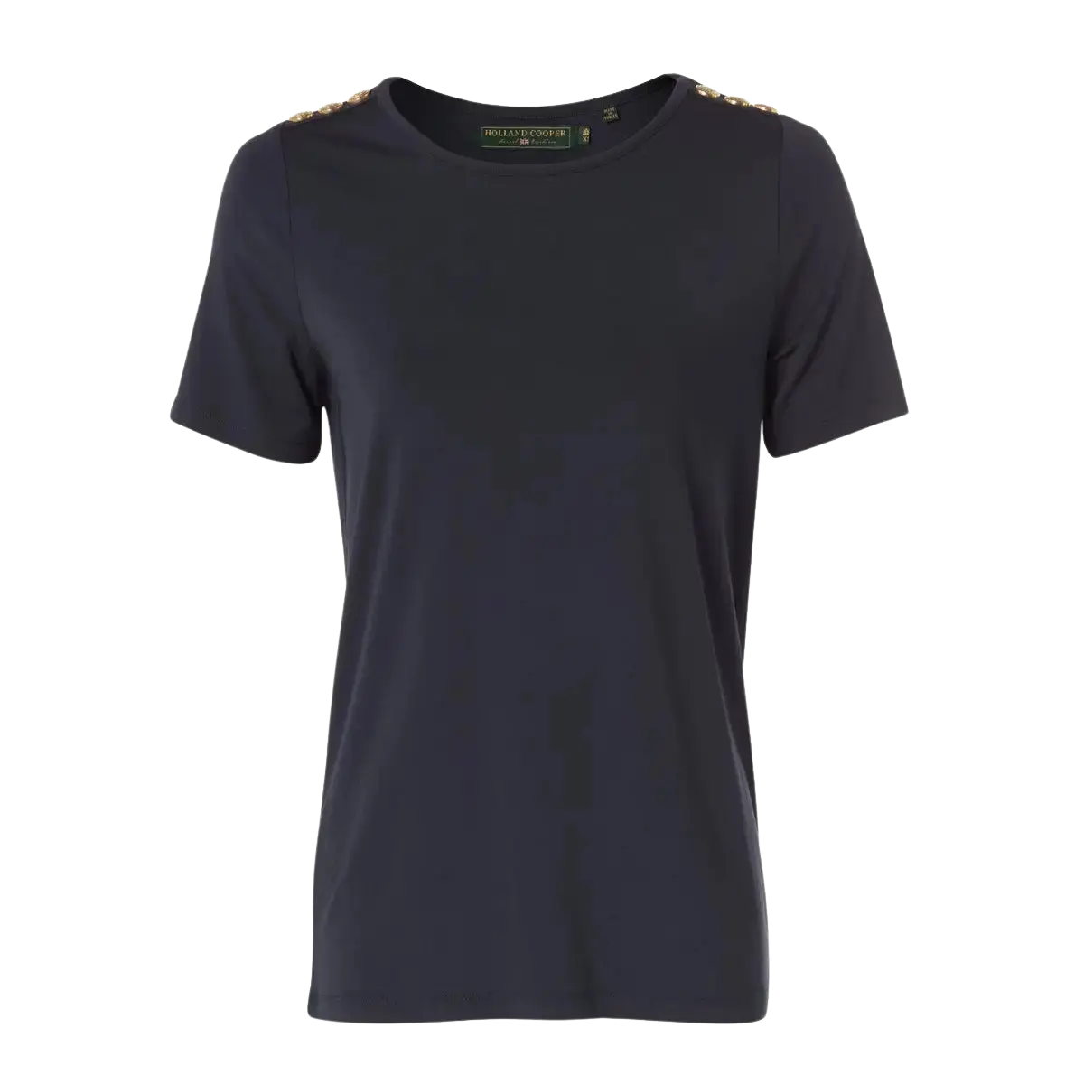 Holland Cooper Relax Fit Crew Neck T-Shirt Mesh Canvas Denim