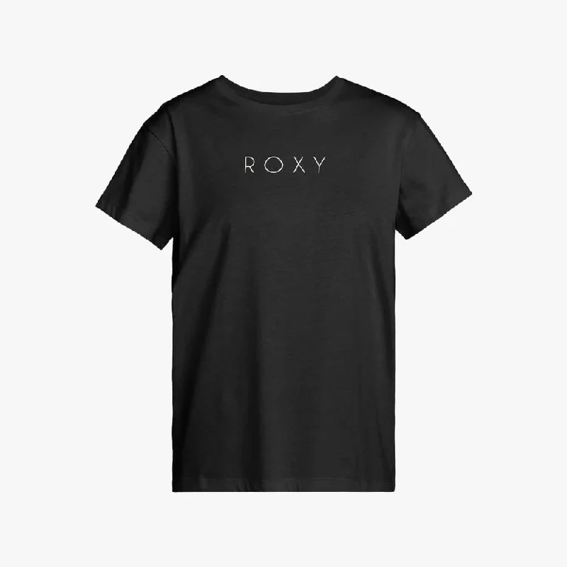 Roxy Womens Just Do You Short Sleeve Tee Anthracite Mesh Fabric Canvas Fabric Denim Fabric