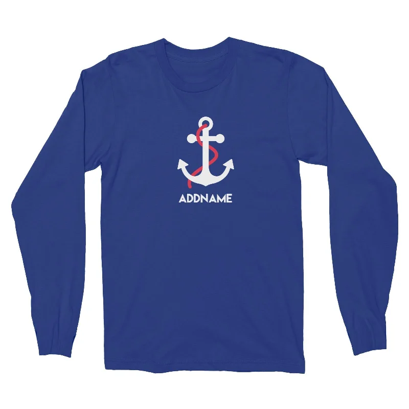 Sailor Anchor Red Addname Long Sleeve Unisex T-Shirt  Matching Family Personalizable Designs Chenille Brocade Lace