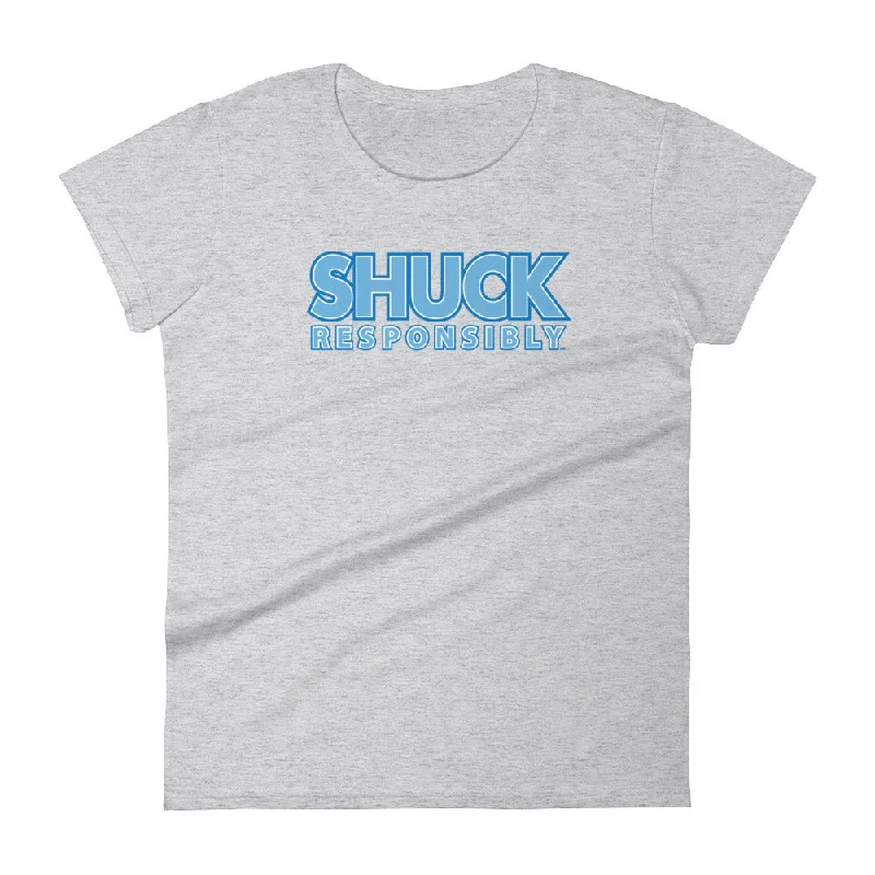 Shuck Responsibly Slogan Tee Zippered Front Buttoned Front Snap Front