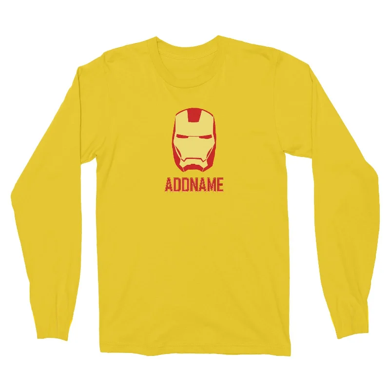 Superhero Iron Man Addname Long Sleeve Unisex T-Shirt  Matching Family Personalizable Designs Anti-Shrink Durable Soft