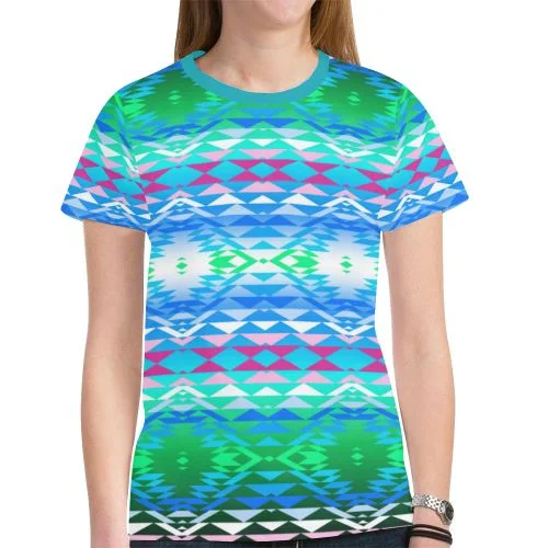 Taos Powwow 150 T-shirt for Women Striped Floral Plaid