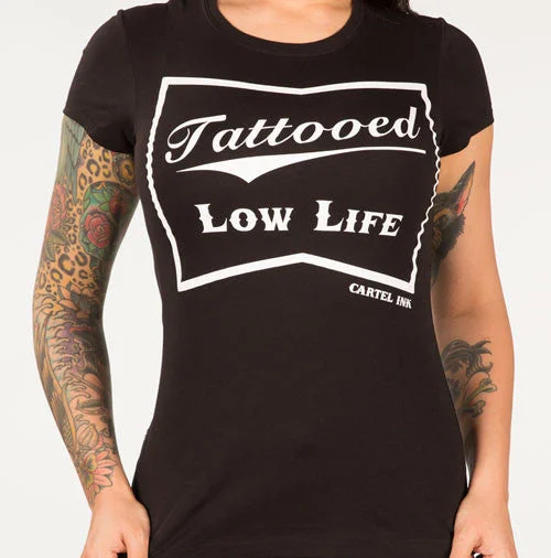 Tattooed Low Life Women's T-Shirt Print Jacquard Patchwork