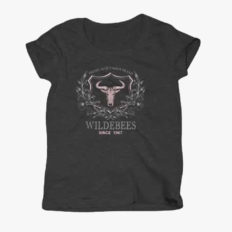 Wildebees Womens Shield Tp Short Sleeve Tee Charcoal Mel Lace Blend Ribbed Blend Corduroy Blend