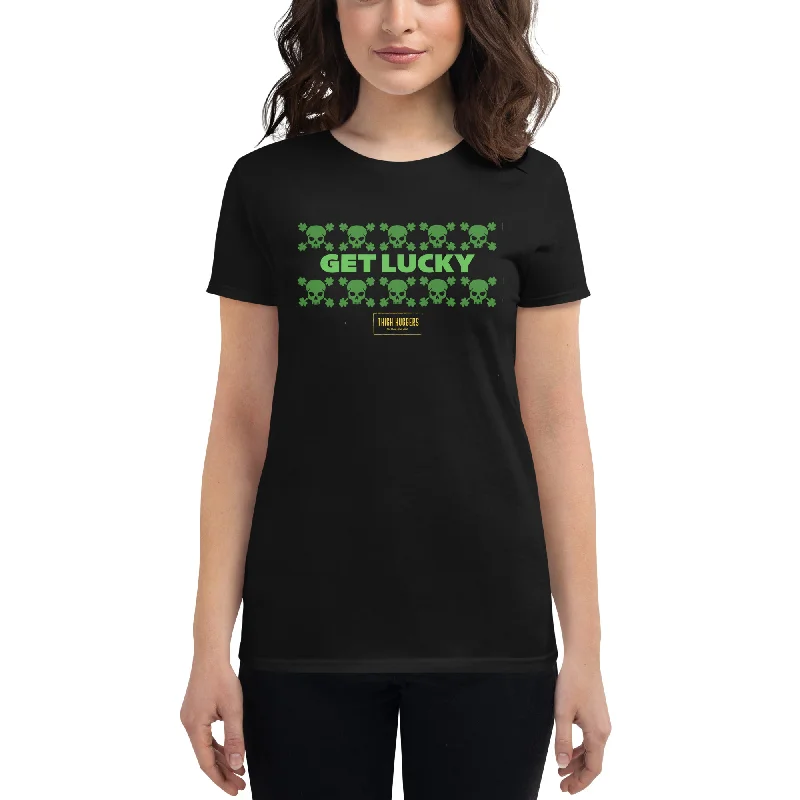 Women's St Patys Get Lucky short sleeve t-shirt Jersey Fabric Tulle Fabric Batik Fabric