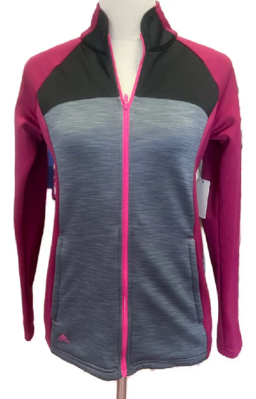 Adidas Women's Magenta, Black & Gray Color-block Golf Jacket Size S MSP$75 Faux Fur Fabric Real Fur Fabric Shearling Fabric Adidas Women's Magenta, Black & Gray Color-block Golf Jacket Size S MSP$75 Faux Fur Fabric Real Fur Fabric Shearling Fabric